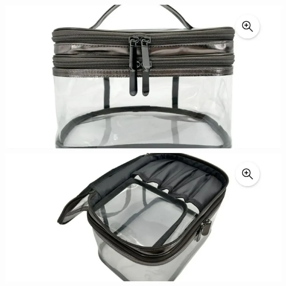Equate Clear‎ PVC Double Zip Cosmetic Traincase